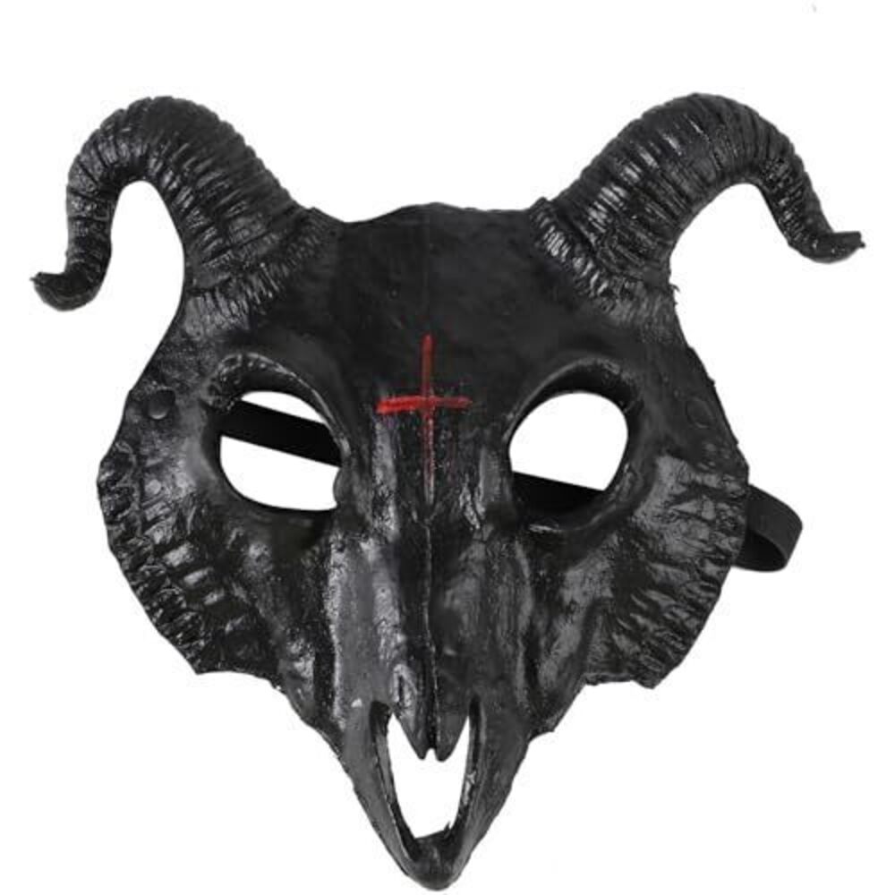 2398 Halloween Gothic Goat Head Skull Mask Scary Animal Ram Horns Sheep